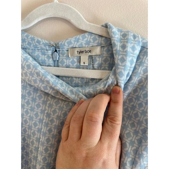 Tyler Boë Kristen Pleated A-Line Preppy Short Sleeve Knit Blue/White Sz. S - Picture 4 of 7